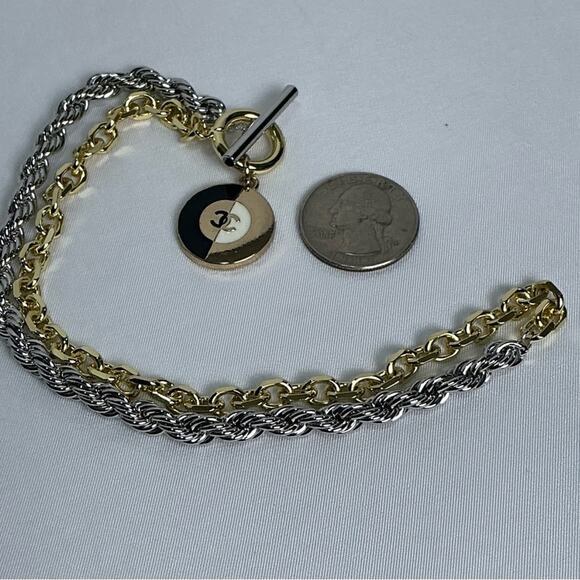 Chanel Two Tone Gold and Silver Chain Necklace Pendant - Picture 6 of 7